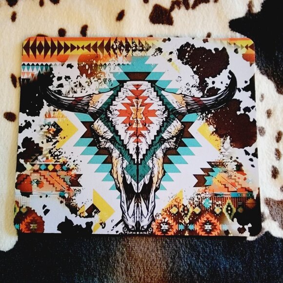 Western Bull Skull Computer Custom Mouse Pad - Picture 2 of 3